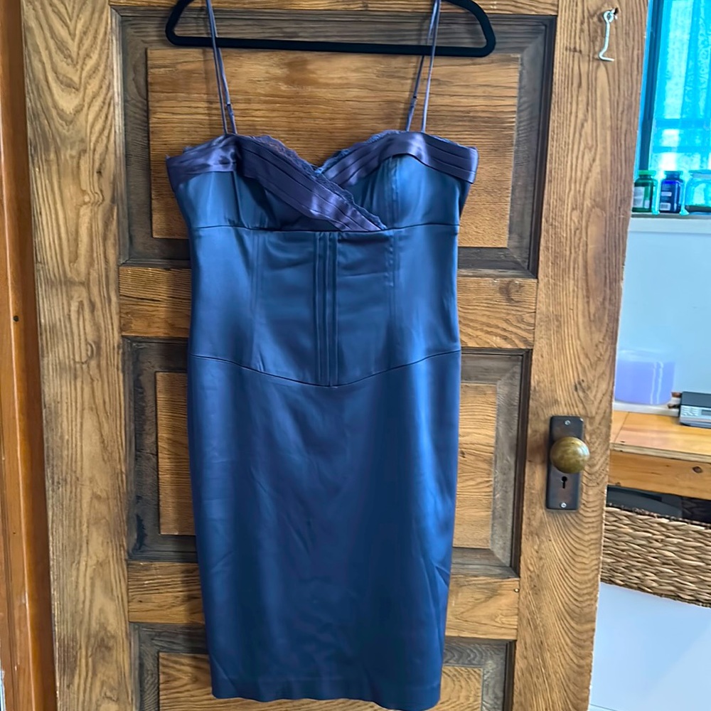 Blue Satin and Lace, sweetheart cocktail mini